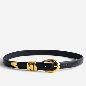 Madewell Midnight Black Belt with Golden Buckle